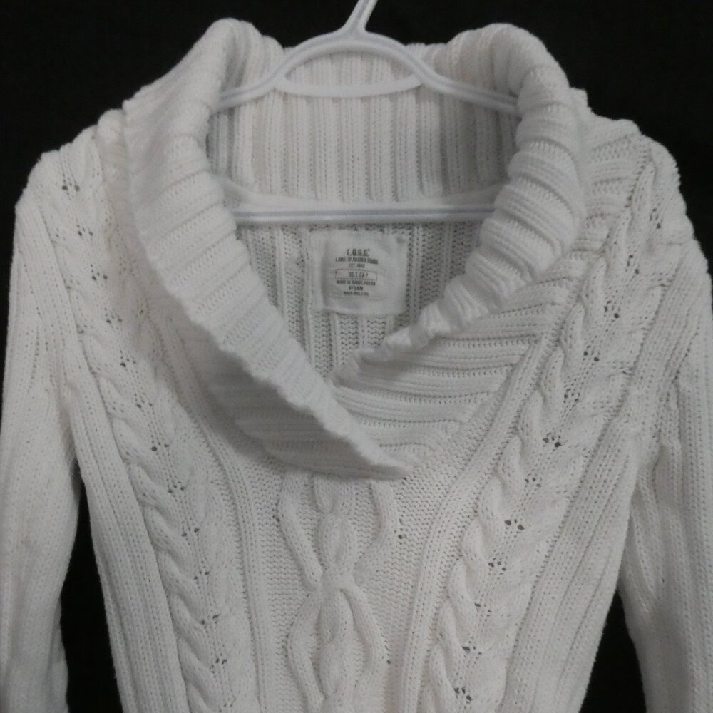 L.O.G.G. By H&M | small | Ivory Cable Knit Shawl Collar Sweater
